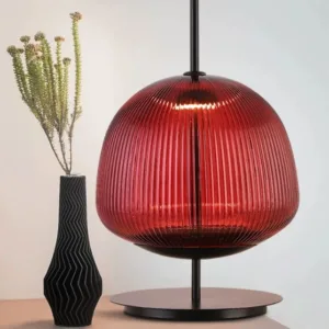 red glass table lamp