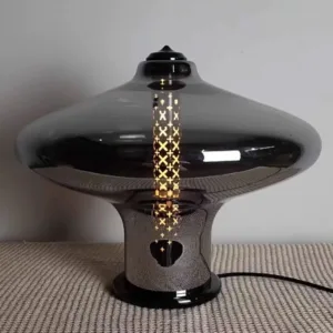 smoked glass bedside lamp