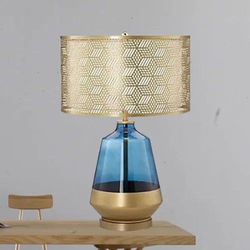 light blue glass table lamp