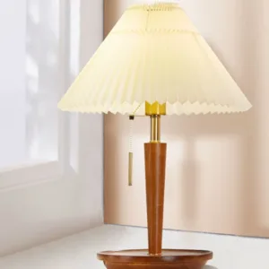 mid century modern teak table lamp