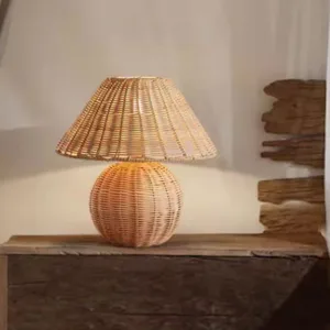 vintage wicker table lamp 