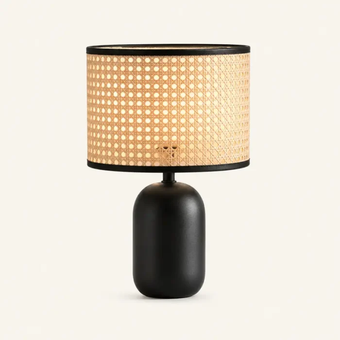Black Rattan Table Lamp T7-004