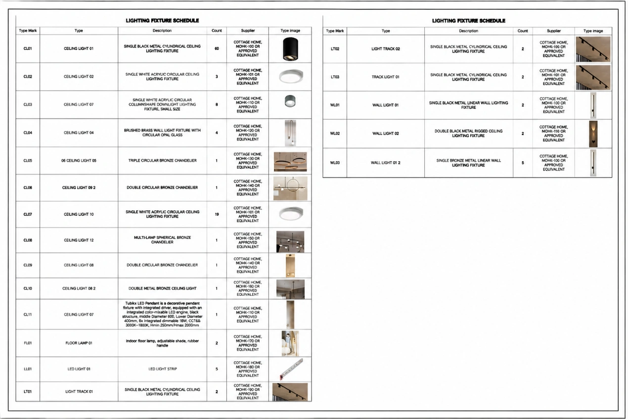 Lighting Schedule