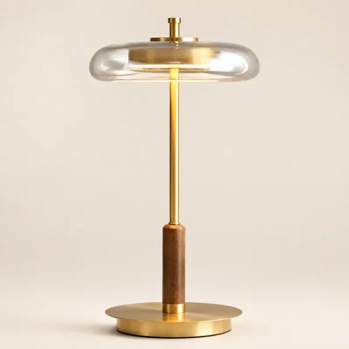 Wood and brass table lamp T3005