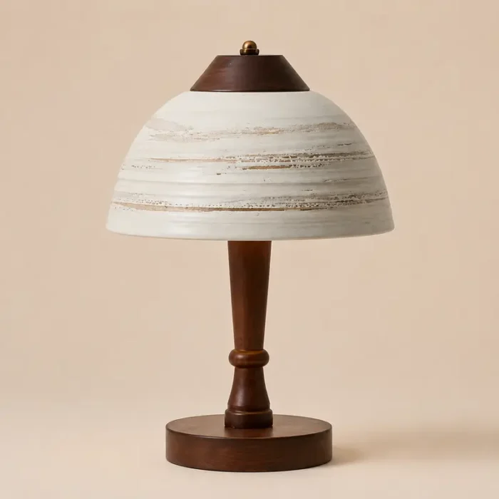Wood and ceramic table lamp T3014