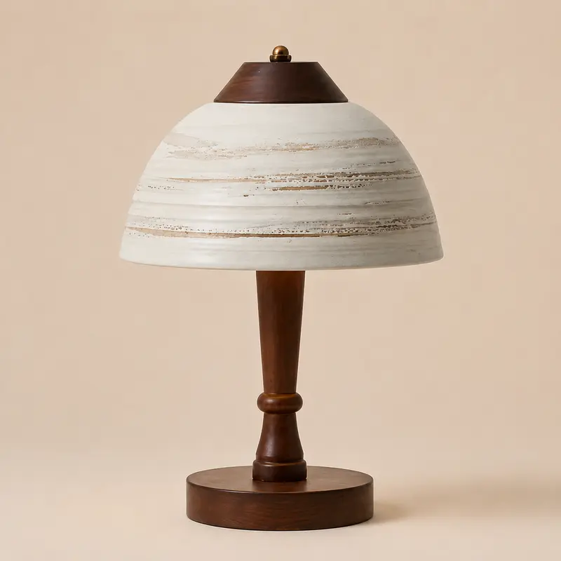 Wood and ceramic table lamp T3014