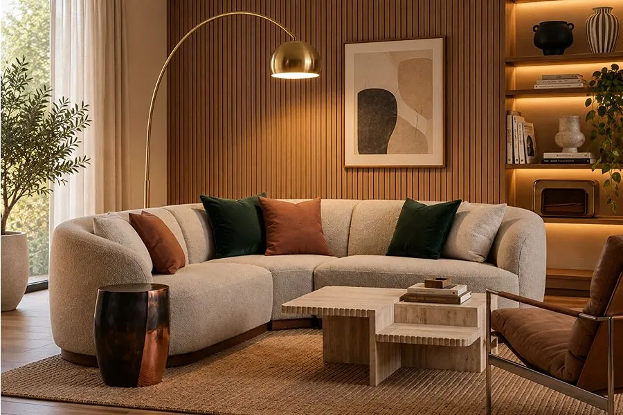Arc Floor Lamp and Furniture Layout