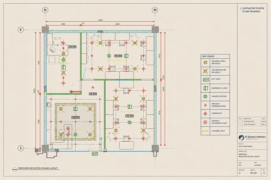 Coordinated Ceiling Plan / RCP Coordination Drawing