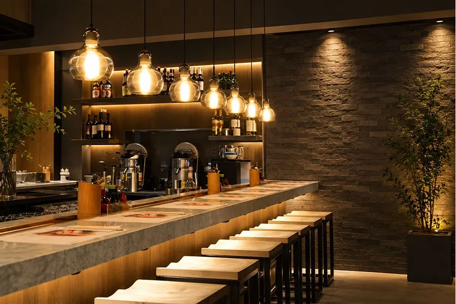 Pendant Lights over a Dining Table